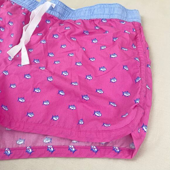 Southern Tide Preppy Drawstring Sleep Lounge Shorts Fish Pink Blue Size Medium - Picture 3 of 8